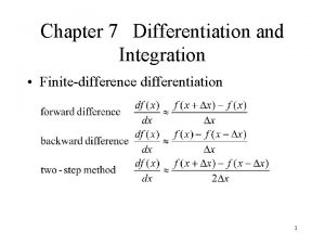 Chapter 7 Differentiation and Integration Finitedifference differentiation 1