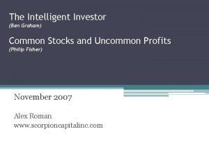 Ben graham the intelligent investor