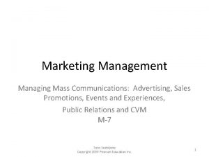 Marketing Management Managing Mass Communications Advertising Sales Promotions
