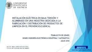 INSTALACIN ELCTRICA EN BAJA TENSIN Y ALUMBRADO EN