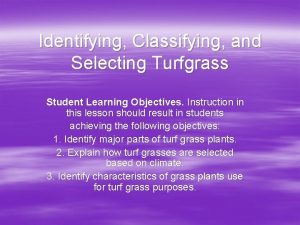 Identifying Classifying and Selecting Turfgrass Student Learning Objectives