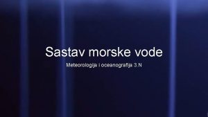 Hemijski sastav morske vode