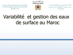 Variabilit et gestion des eaux de surface au