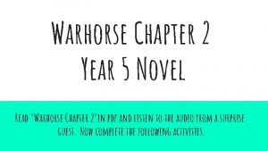 War horse chapter 2