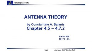 Antenna theory analysis and design ppt