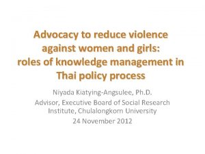 Advocacy to reduce violence against women and girls