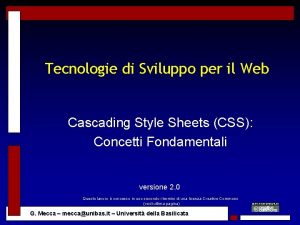 Tecnologie di Sviluppo per il Web Cascading Style