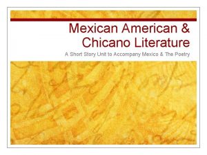 Chicano literature short stories