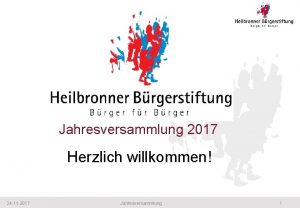 Jahresversammlung 2017 Herzlich willkommen 24 11 2017 Jahresversammlung