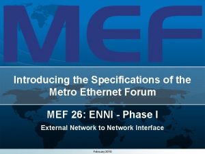 Metro ethernet forum standards