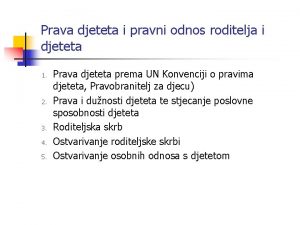 Prava djeteta i pravni odnos roditelja i djeteta