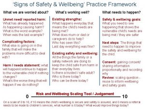 Signs of wellbeing practice framework