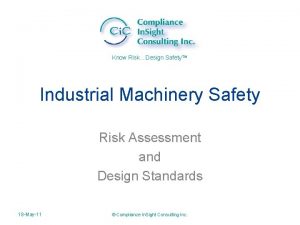 Know RiskDesign Safety Industrial Machinery Safety Risk Assessment