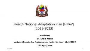 Health National Adaptation Plan HNAP 2018 2023 Presented