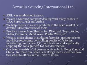 Arcadian sourcing (pvt) ltd