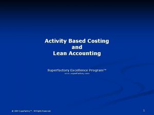 Activity based costing