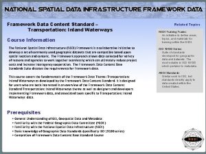 Framework Data Content Standard Transportation Inland Waterways Course