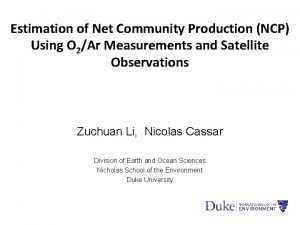 Estimation of Net Community Production NCP Using O