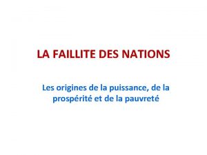 La faillite des nations