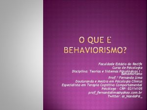 Faculdade Estcio do Recife Curso de Psicologia Disciplina