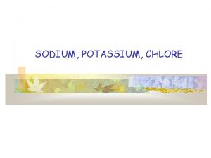 SODIUM POTASSIUM CHLORE SODIUM En France le sel