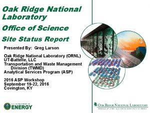 Oak Ridge National Laboratory Office of Science Site