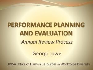 PERFORMANCE PLANNING AND EVALUATION Annual Review Process Georgi