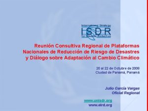 Reunin Consultiva Regional de Plataformas Nacionales de Reduccin