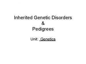 Inherited Genetic Disorders Pedigrees Unit Genetics Human Genetic