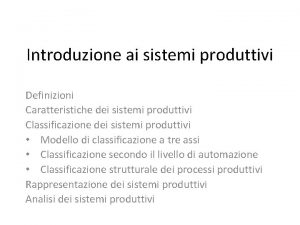 Sistemi produttivi