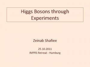 Higgs Bosons through Experiments Zeinab Shafiee 25 10