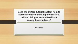 Oxford tutorial system