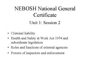 NEBOSH National General Certificate Unit 1 Session 2