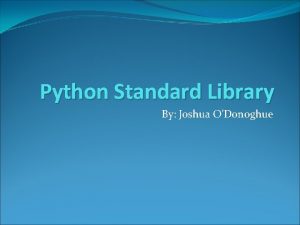 Python Standard Library By Joshua ODonoghue Operating System