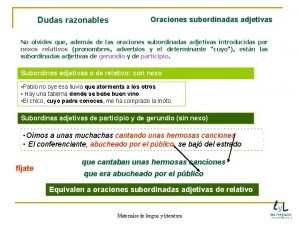 Oraciones adjetivas de participio