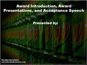 Award introduction speech