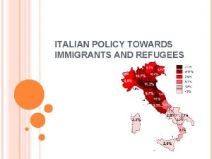 ITALIAN POLICY TOWARDS IMMIGRANTS AND REFUGEES The situation