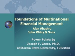 Multinational financial management shapiro