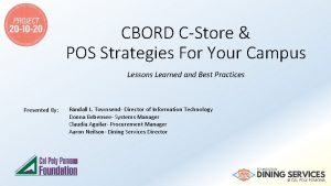 CBORD CStore POS Strategies For Your Campus Lessons