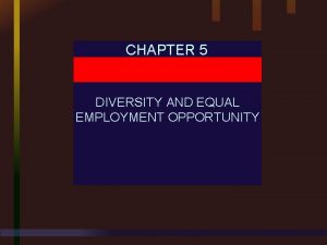 CHAPTER 5 DIVERSITY AND EQUAL EMPLOYMENT OPPORTUNITY Chapter