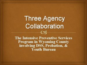 Three Agency Collaboration The Intensive Preventive Services Program