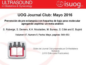 UOG Journal Club Mayo 2016 Prevencin de preeclampsia