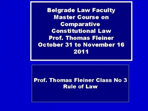 Belgrade Law Faculty Master Course on Comparative Constitutional