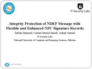 Integrity Protection of NDEF Message with Flexible and