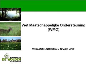 Wet Maatschappelijke Ondersteuning WMO Presentatie ABVAKABO 10 april