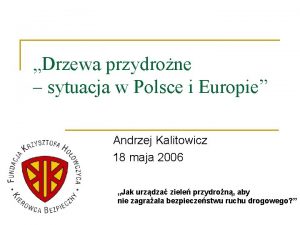 Drzewa przydrone sytuacja w Polsce i Europie Andrzej