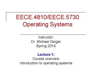 EECE 4810EECE 5730 Operating Systems Instructor Dr Michael