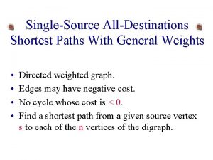 SingleSource AllDestinations Shortest Paths With General Weights Directed