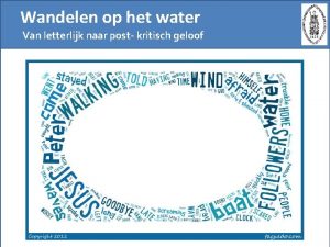 Wandelen op het water Van letterlijk naar post