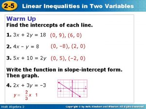 2-5 linear inequalities in two variables